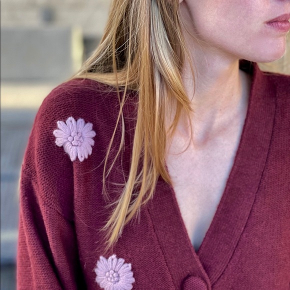 NWT Floral  Embroidered Cardigan Sweater - Picture 4 of 10